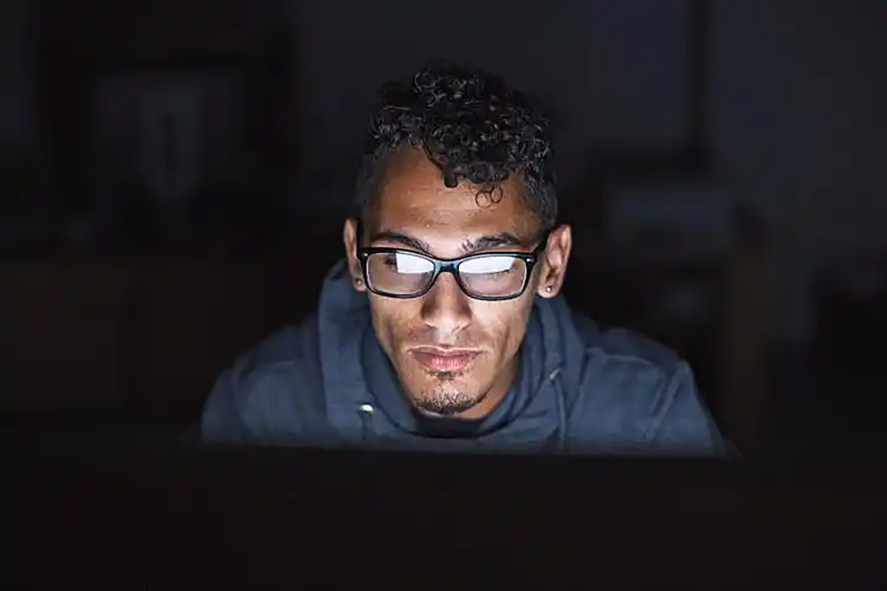 Confused young people are stressed. Stay up late writing code